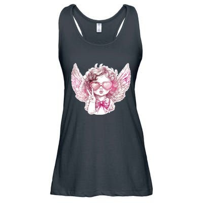 Cute Funny Valentines Day Cupid Peace Sign Ladies Essential Flowy Tank