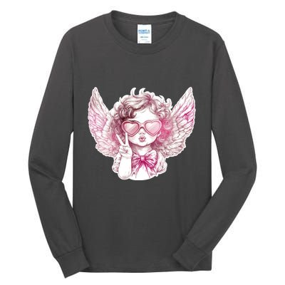 Cute Funny Valentines Day Cupid Peace Sign Tall Long Sleeve T-Shirt