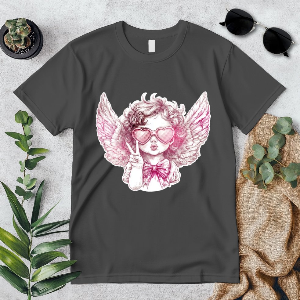 Cute Funny Valentines Day Cupid Peace Sign Premium T-Shirt