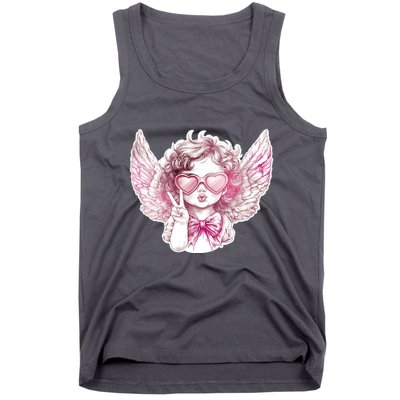 Cute Funny Valentines Day Cupid Peace Sign Tank Top