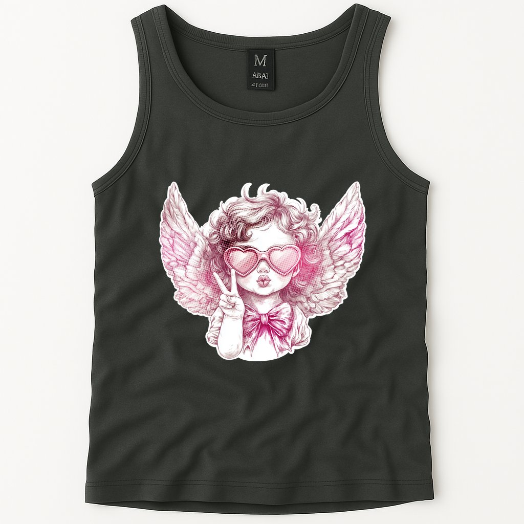 Cute Funny Valentines Day Cupid Peace Sign Tank Top