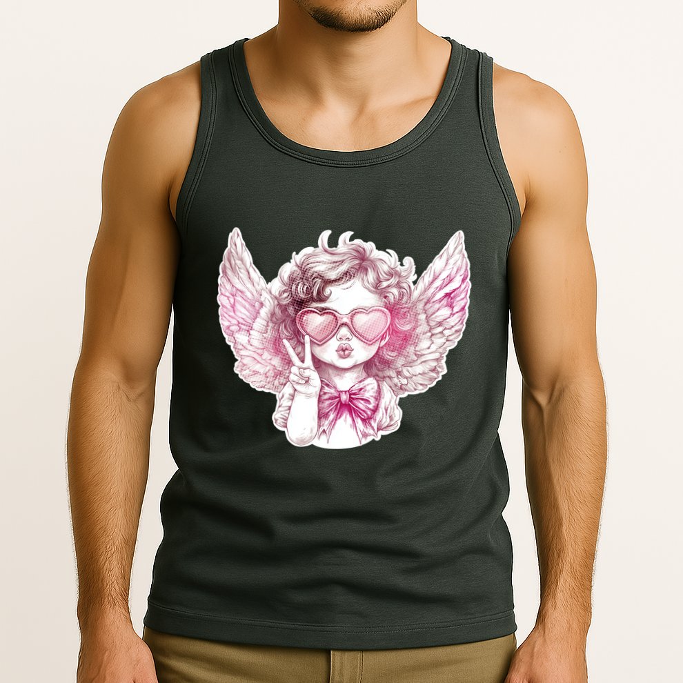 Cute Funny Valentines Day Cupid Peace Sign Tank Top