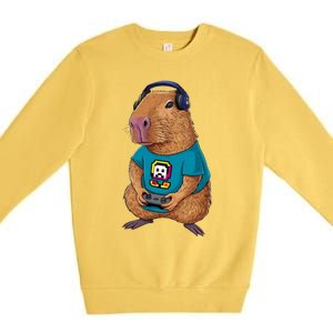 Capybara Funny Video Games Capybara Great Gift Premium Crewneck Sweatshirt