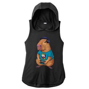 Capybara Funny Video Games Capybara Great Gift Ladies PosiCharge Tri-Blend Wicking Draft Hoodie Tank