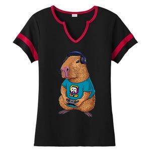 Capybara Funny Video Games Capybara Great Gift Ladies Halftime Notch Neck Tee