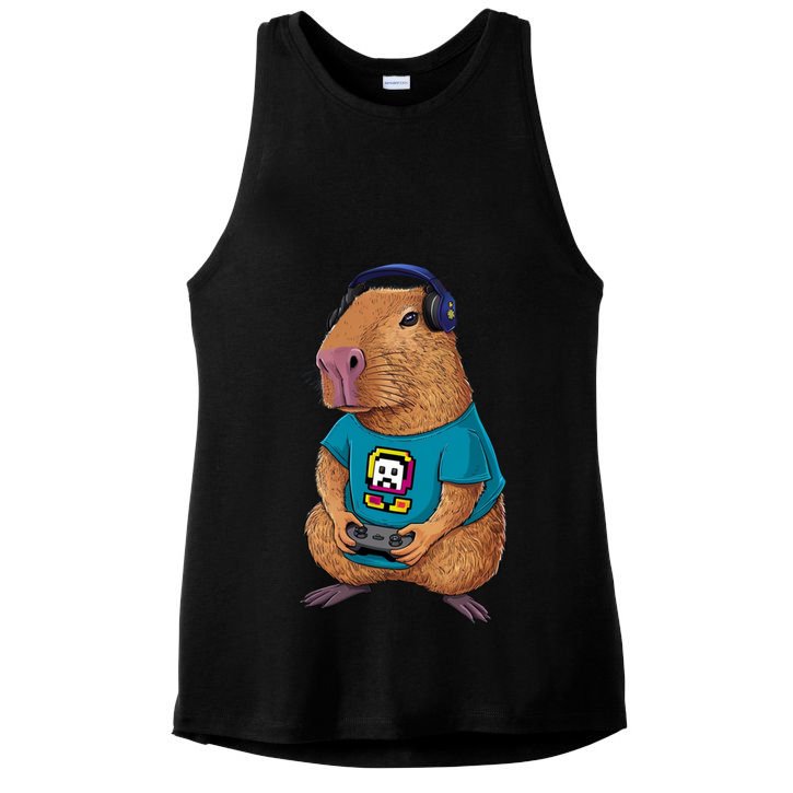 Capybara Funny Video Games Capybara Great Gift Ladies PosiCharge Tri-Blend Wicking Tank