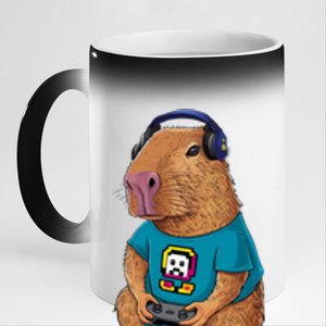 Capybara Funny Video Games Capybara Great Gift 11oz Black Color Changing Mug