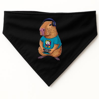 Capybara Funny Video Games Capybara Great Gift USA-Made Doggie Bandana