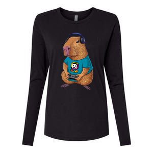 Capybara Funny Video Games Capybara Great Gift Womens Cotton Relaxed Long Sleeve T-Shirt