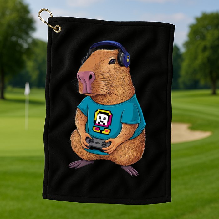Capybara Funny Video Games Capybara Great Gift Golf Towel