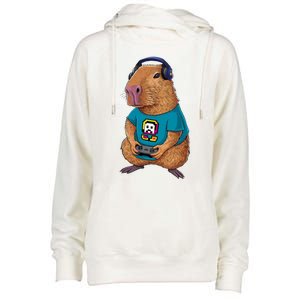 Capybara Funny Video Games Capybara Great Gift Womens Funnel Neck Pullover Hood