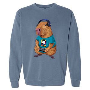 Capybara Funny Video Games Capybara Great Gift Garment-Dyed Sweatshirt