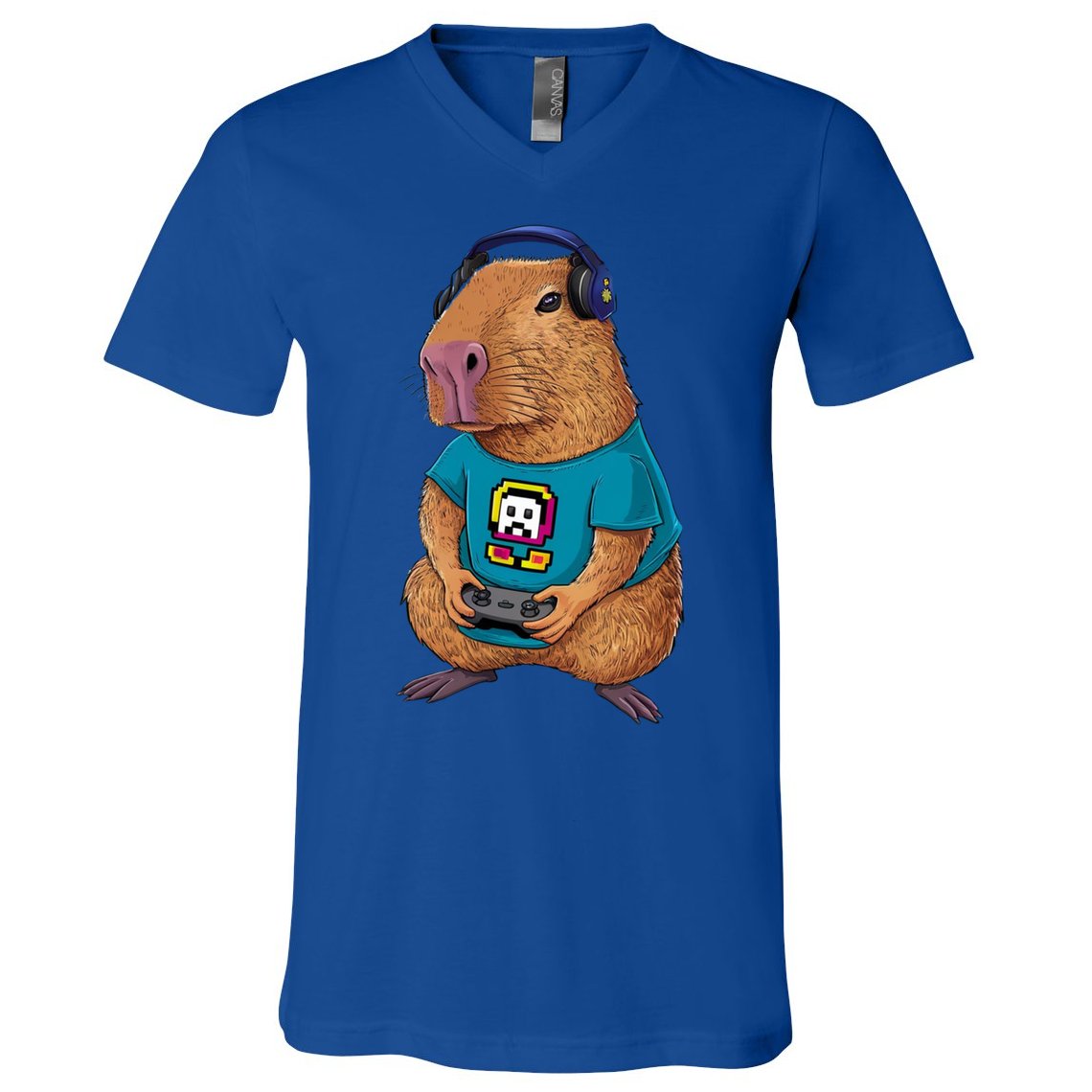 Capybara Funny Video Games Capybara Great Gift V-Neck T-Shirt