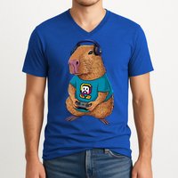 Capybara Funny Video Games Capybara Great Gift V-Neck T-Shirt
