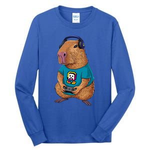 Capybara Funny Video Games Capybara Great Gift Tall Long Sleeve T-Shirt