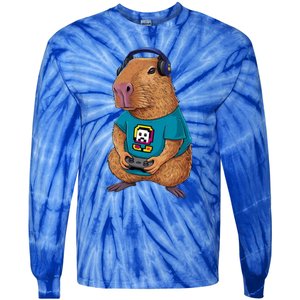 Capybara Funny Video Games Capybara Great Gift Tie-Dye Long Sleeve Shirt