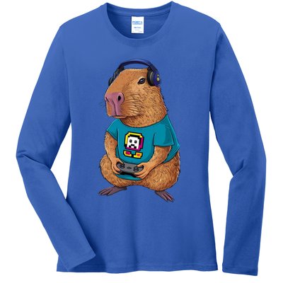 Capybara Funny Video Games Capybara Great Gift Ladies Long Sleeve Shirt