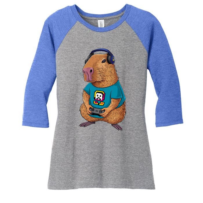 Capybara Funny Video Games Capybara Great Gift Women's Tri-Blend 3/4-Sleeve Raglan Shirt