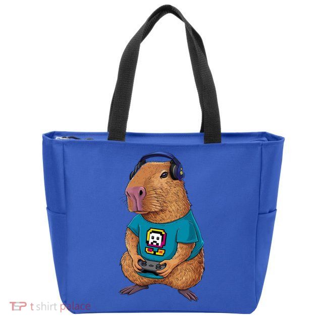 Capybara Funny Video Games Capybara Great Gift Zip Tote Bag
