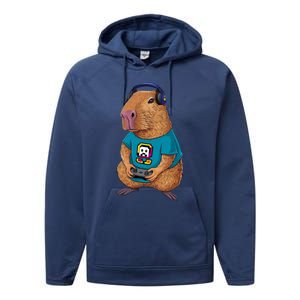 Capybara Funny Video Games Capybara Great Gift Performance Fleece Hoodie