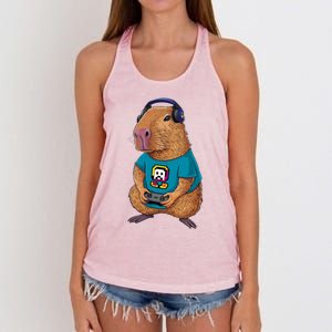 Capybara Funny Video Games Capybara Great Gift Women's Knotted Racerback Tank