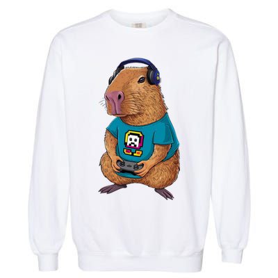 Capybara Funny Video Games Capybara Great Gift Garment-Dyed Sweatshirt