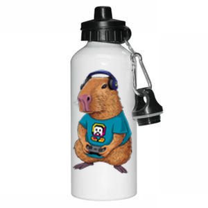 Capybara Funny Video Games Capybara Great Gift Aluminum Water Bottle