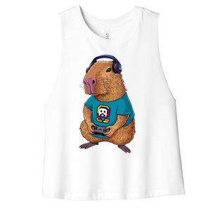 Capybara Funny Video Games Capybara Great Gift Women's Racerback Cropped Tank