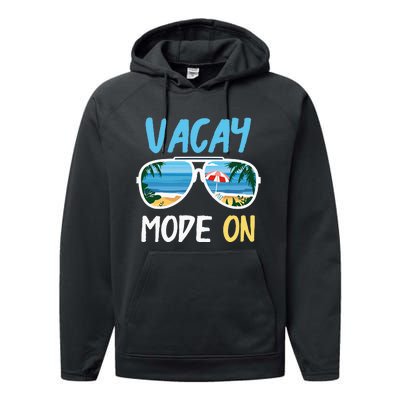 Cute Funny Vacay Mode On Summer Family Vacation Performance Fleece Hoodie