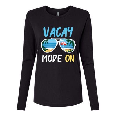 Cute Funny Vacay Mode On Summer Family Vacation Womens Cotton Relaxed Long Sleeve T-Shirt