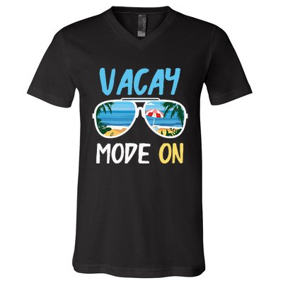 Cute Funny Vacay Mode On Summer Family Vacation V-Neck T-Shirt