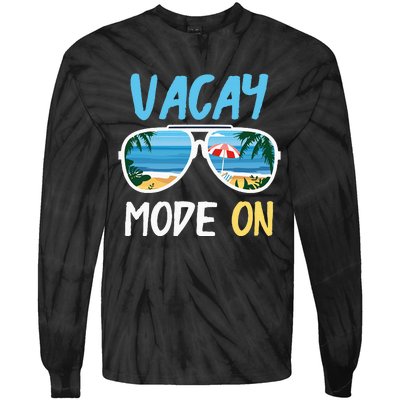 Cute Funny Vacay Mode On Summer Family Vacation Tie-Dye Long Sleeve Shirt