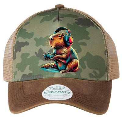 Capybara Funny Video Games Capybara Legacy Tie Dye Trucker Hat