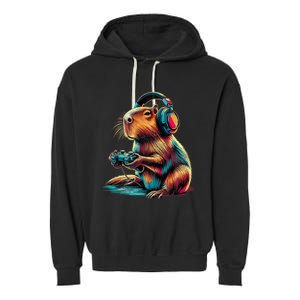 Capybara Funny Video Games Capybara Garment-Dyed Fleece Hoodie