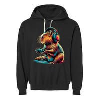 Capybara Funny Video Games Capybara Garment-Dyed Fleece Hoodie