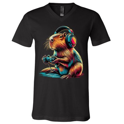 Capybara Funny Video Games Capybara V-Neck T-Shirt