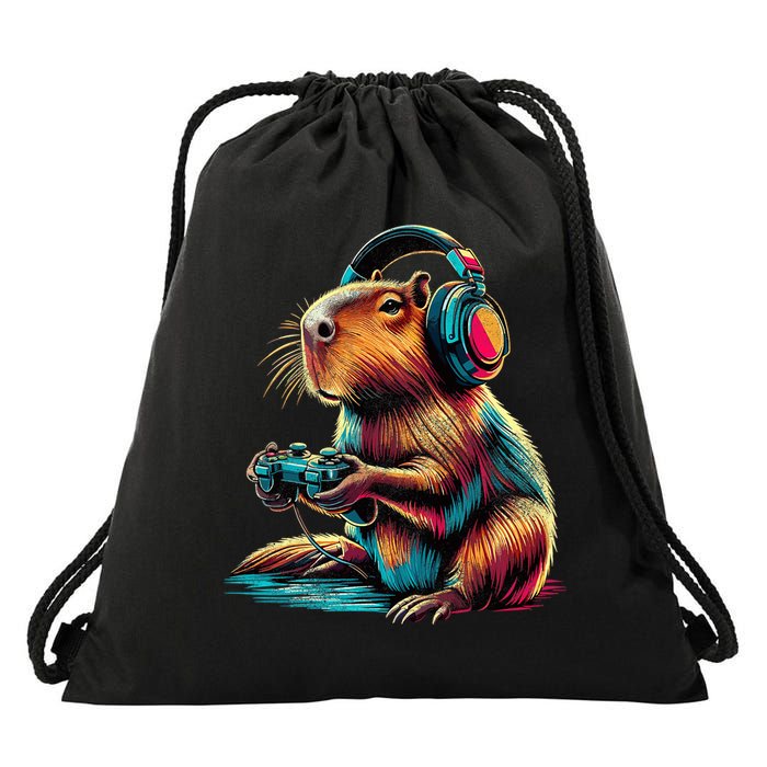 Capybara Funny Video Games Capybara Drawstring Bag