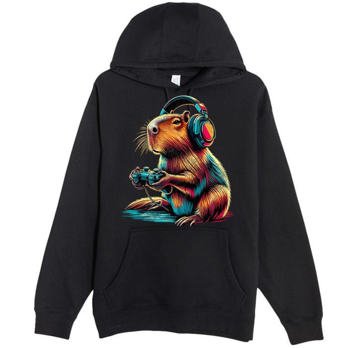 Capybara Funny Video Games Capybara Premium Pullover Hoodie