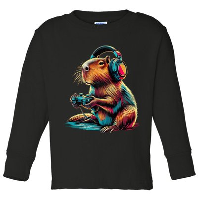 Capybara Funny Video Games Capybara Toddler Long Sleeve Shirt