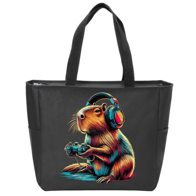 Capybara Funny Video Games Capybara Zip Tote Bag