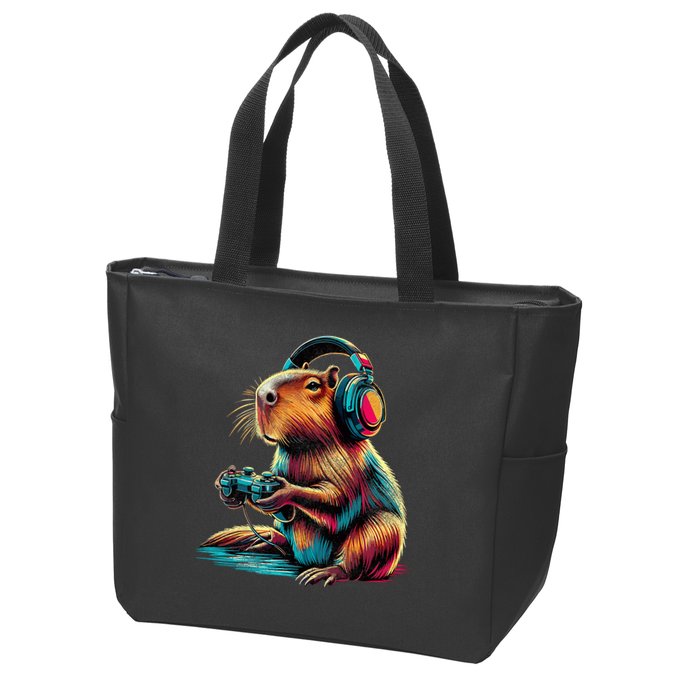 Capybara Funny Video Games Capybara Zip Tote Bag