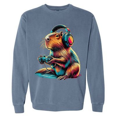 Capybara Funny Video Games Capybara Garment-Dyed Sweatshirt