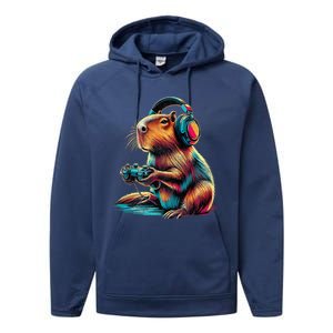 Capybara Funny Video Games Capybara Performance Fleece Hoodie