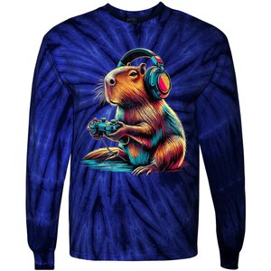 Capybara Funny Video Games Capybara Tie-Dye Long Sleeve Shirt