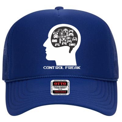 Control Freak Video Game Controllers Gamer Gift High Crown Mesh Back Trucker Hat