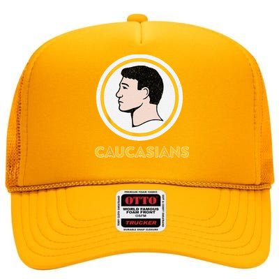 Caucasians Funny Vintage Caucasians Pride High Crown Mesh Back Trucker Hat