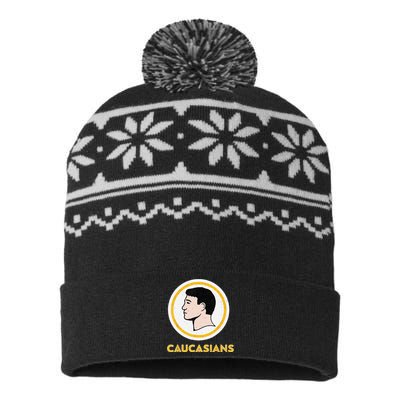 Caucasians Funny Vintage Caucasians Pride USA-Made Snowflake Beanie