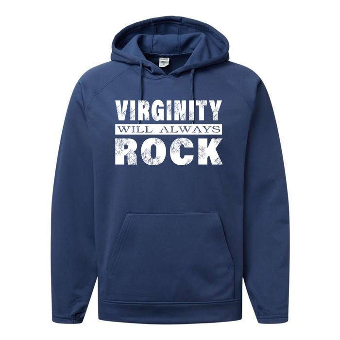 Cool Funny Vintage Virginity Will Always Rock No Sex Performance Fleece Hoodie