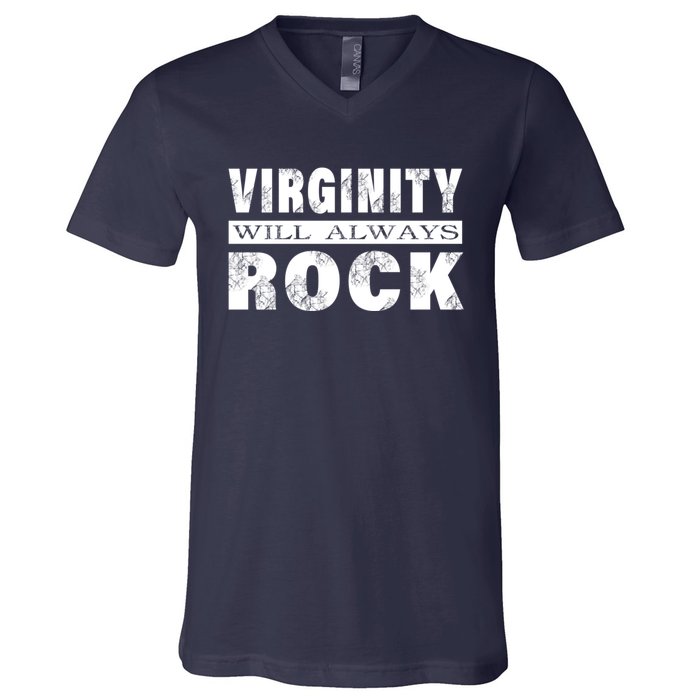 Cool Funny Vintage Virginity Will Always Rock No Sex V-Neck T-Shirt