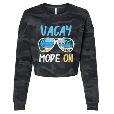 Cute Funny Vacay Mode On Summer Family Vacation Cropped Pullover Crew